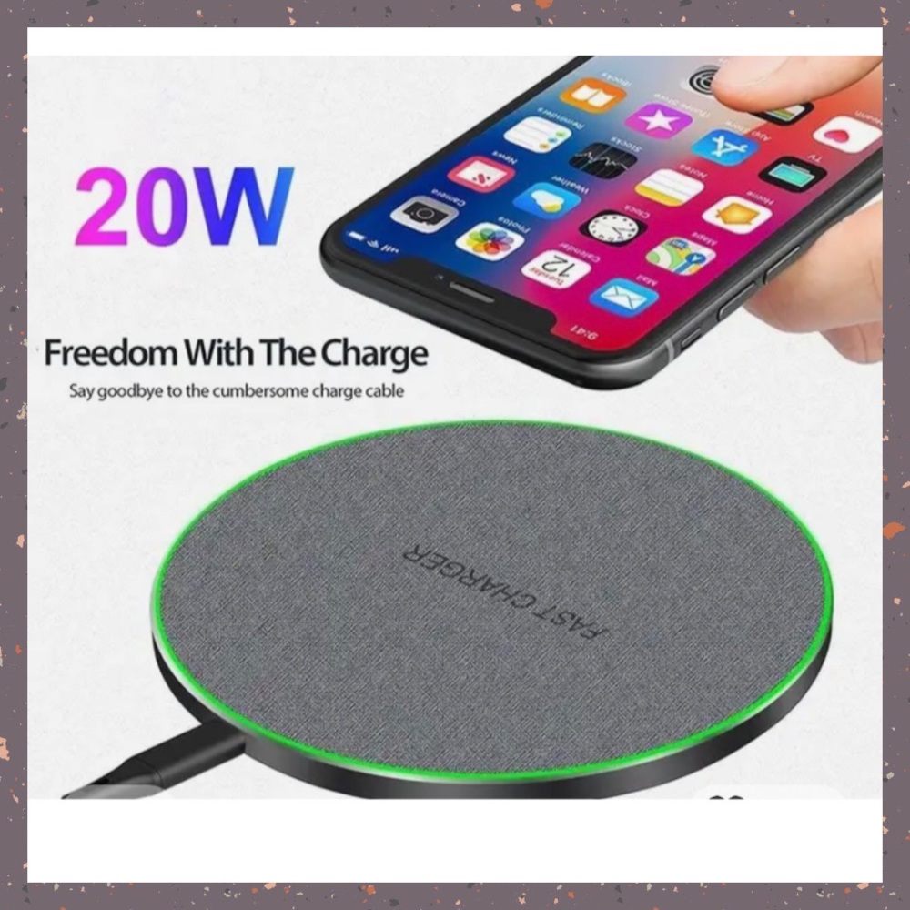 GRAY 20W Qi Wireless Charging Pad For iPhones, Androids And EarPods